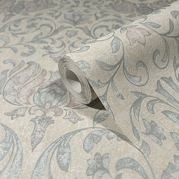 Marburg Vliestapete Landhausstil Floral Modern 10,05 m x 0,53 m Beige-Blau günstig online kaufen