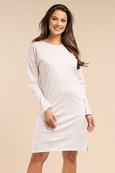 Mademoiselle Sommeil Nachthemd für Damen mit rosa Streifen und langen Ärmel günstig online kaufen