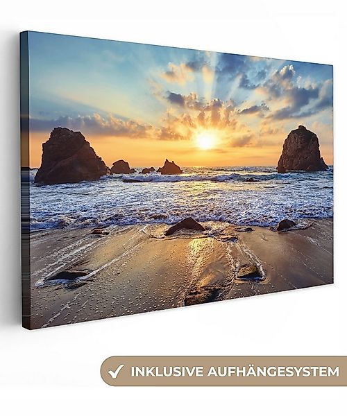 OneMillionCanvasses® Leinwandbild Strand - Sonnenuntergang - Natur - Meer - günstig online kaufen