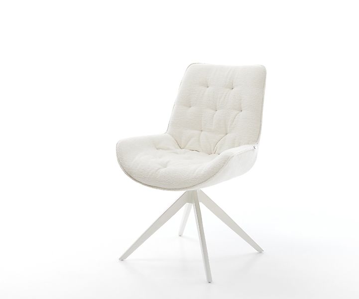 Drehstuhl Taimi-Flex Bouclé Soft Beige Kreuzgestell breit Weiß 360° drehbar günstig online kaufen