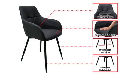 Die Möbelfundgrube® Polsterstuhl AIDEN anthrazit / günstig online kaufen