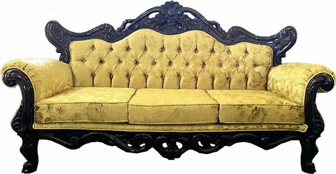 Casa Padrino Sofa Luxus Barock Sofa Gold / Dunkelbraun - Prunkvolles Wohnzi günstig online kaufen