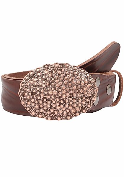 Rettungsring Gürtel Ledergürtel mit austauschbarer Schließe "Oval Nieten Ku günstig online kaufen