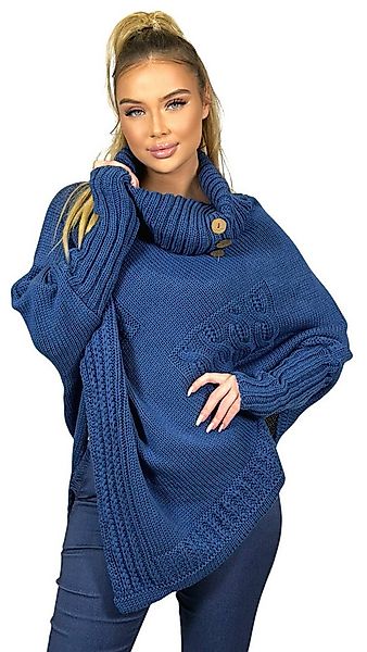 Mississhop Strickponcho Poncho Strick Sweatshirt Pullover Umhang Überwurf günstig online kaufen