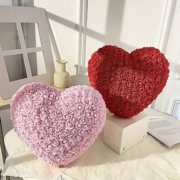 Kunstblumenstrauß Rosenherz Herzrose Rosenblüten in Herzform, günstig online kaufen