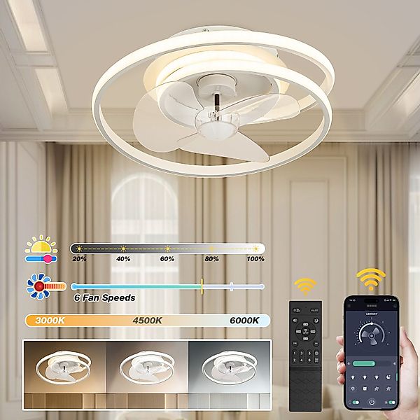MUPOO Deckenventilator LED Moderner Leise Beleuchtung günstig online kaufen