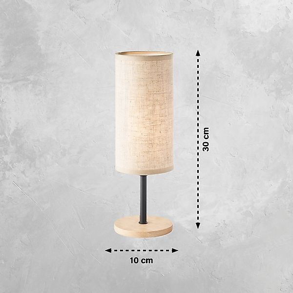 Tischleuchte Parma, beige, Leinen/Holz, 30 cm hoch, E14 günstig online kaufen