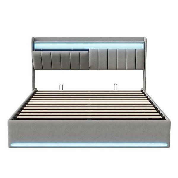 Furnishings Home Polsterbett Stauraumbett Doppelbett LED (Hydraulisch hebba günstig online kaufen