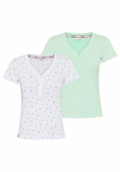 KangaROOS T-Shirt figurbetonte Passform, Kurzarm, V-Ausschnitt mit Blende günstig online kaufen