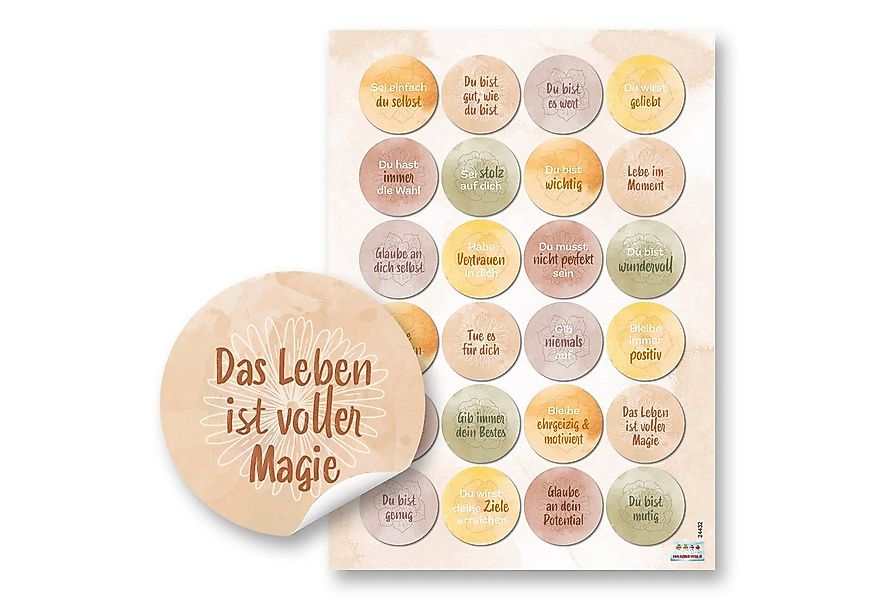 Logbuch-Verlag Dekofigur 24 Motivationssticker Sprüche in Naturtönen Ø 4 cm günstig online kaufen