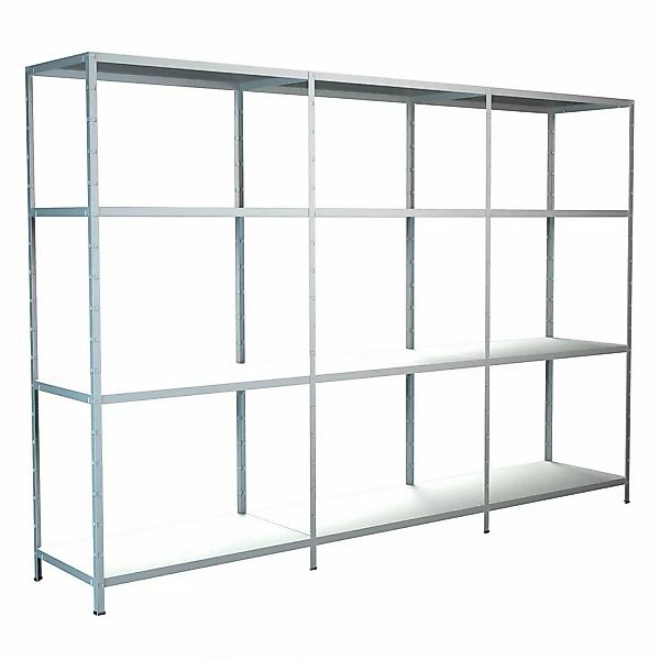 Schulte Steck-Grund- und 2 x Anbauregale 180 cm x 280 cm x 35 cm Weiß günstig online kaufen
