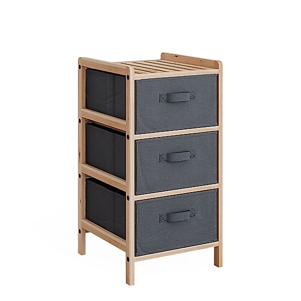 Vicco Kommode Bruno Grau 35 x 67 cm mit 3 Stoffschubladen günstig online kaufen