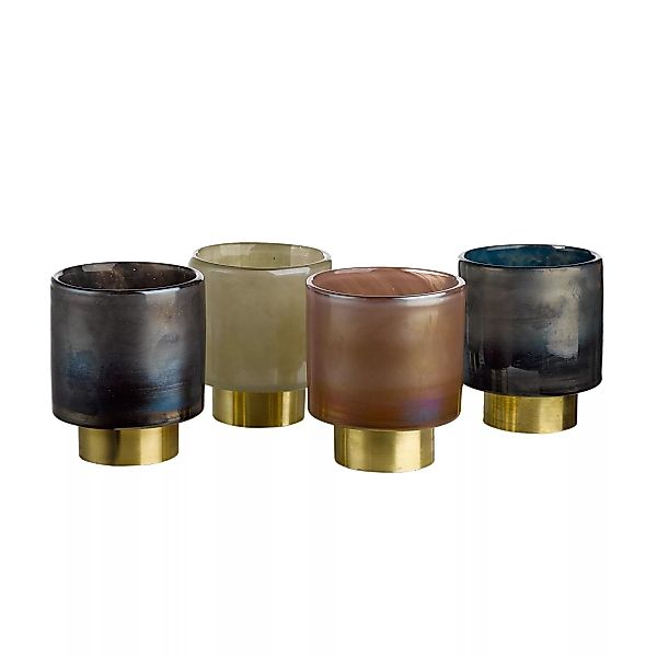pols potten - Belt Teelichthalter S 4er Set - mehrfarben/H 12cm x Ø 10cm günstig online kaufen