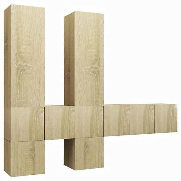 furnicato TV-Schrank 7-tlg. TV-Schrank-Set Sonoma-Eiche Holzwerkstoff (1-St günstig online kaufen