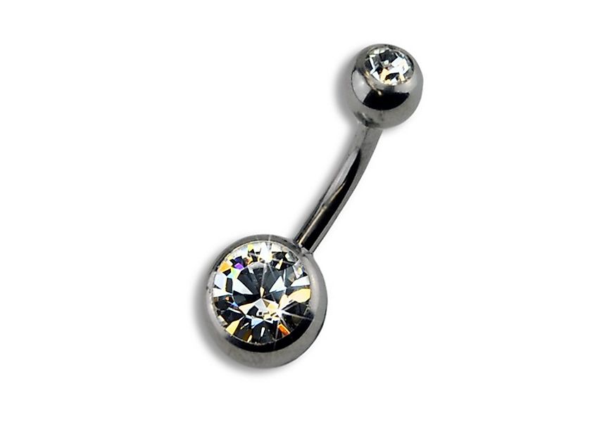 Zeeme Bauchnabelpiercing Titan silberfarben Kristall weiß 8mm günstig online kaufen