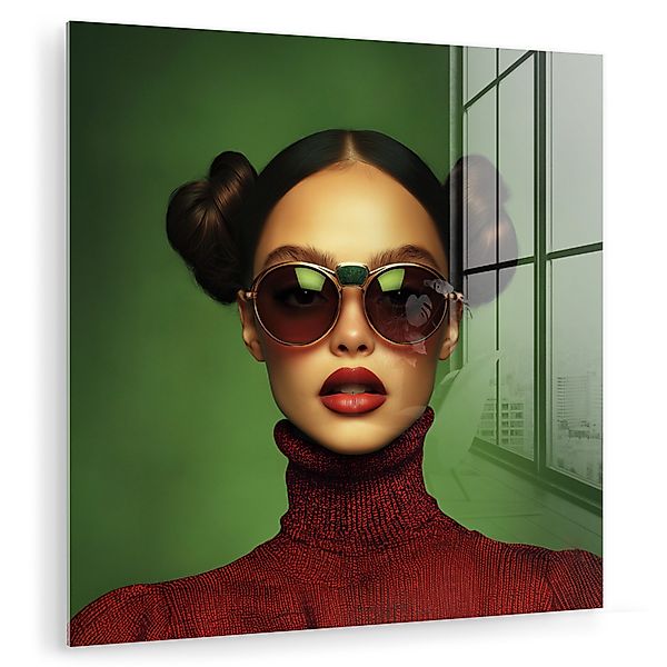 MuchoWow Acrylglasbild Frau - Grün - günstig online kaufen