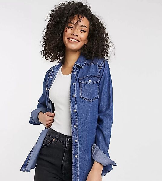 New Look Tall – Blaues Jeanshemd günstig online kaufen