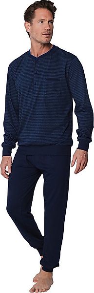 Pastunette Schlafanzug Herren Pyjama lang mit Bündchen (2 tlg) Baumwolle günstig online kaufen