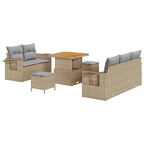 vidaXL Garten-Sofa-Set 8-Tlg Beige Poly Rattan 3361687 günstig online kaufen