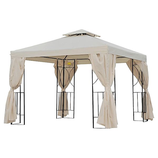 Outsunny Pavillon cremeweiß Polyester B/H/L: ca. 295x265x295 cm günstig online kaufen