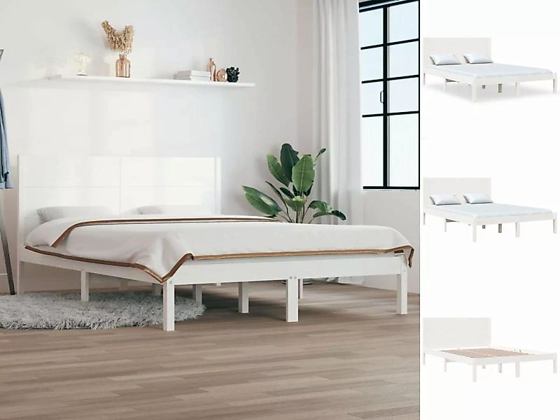 vidaXL Bettgestell Massivholzbett Weiß Kiefer 140x190 cm Bett Bettgestell B günstig online kaufen