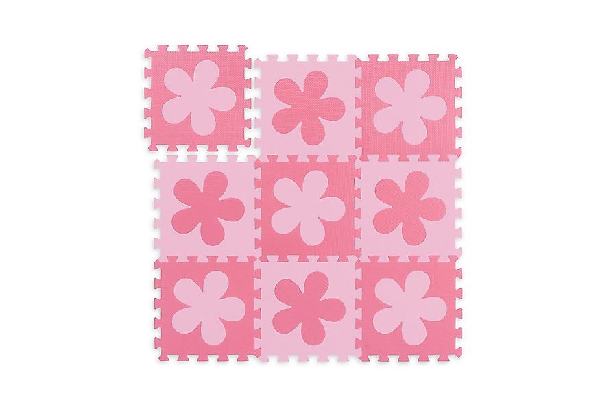 relaxdays Puzzlematte Blumenmust, Rosa-Pink günstig online kaufen