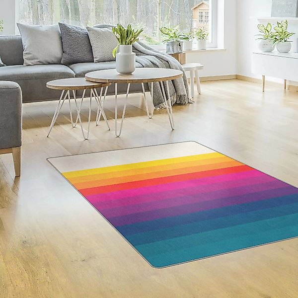Teppich Retro Regenbogen Streifen günstig online kaufen