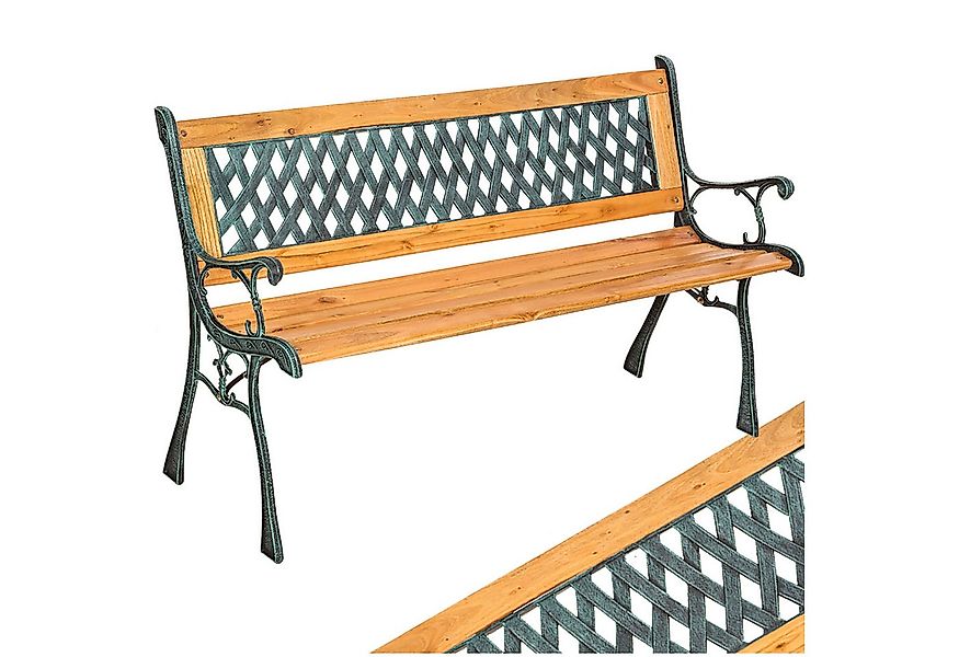 tectake Gartenbank Sitzbank Tamara 2-Sitzer aus Holz und Gusseisen 128x51x7 günstig online kaufen
