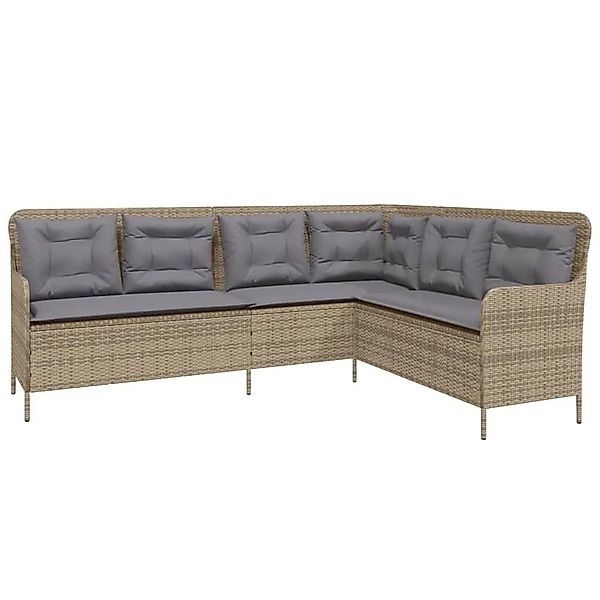 vidaXL Gartensofa in L-Form mit Kissen Beige Poly Rattan 369003 günstig online kaufen