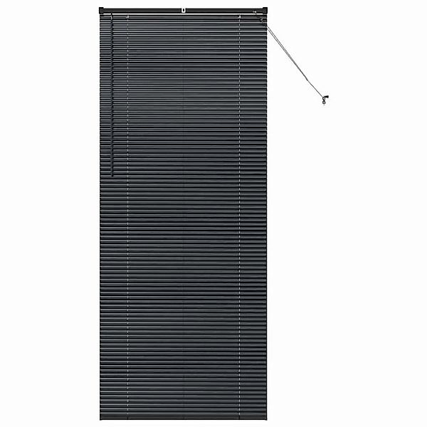 vidaXL Balkenjalousien mit Vorhängen Schwarz 220 x 90 cm Aluminium 42006170 günstig online kaufen