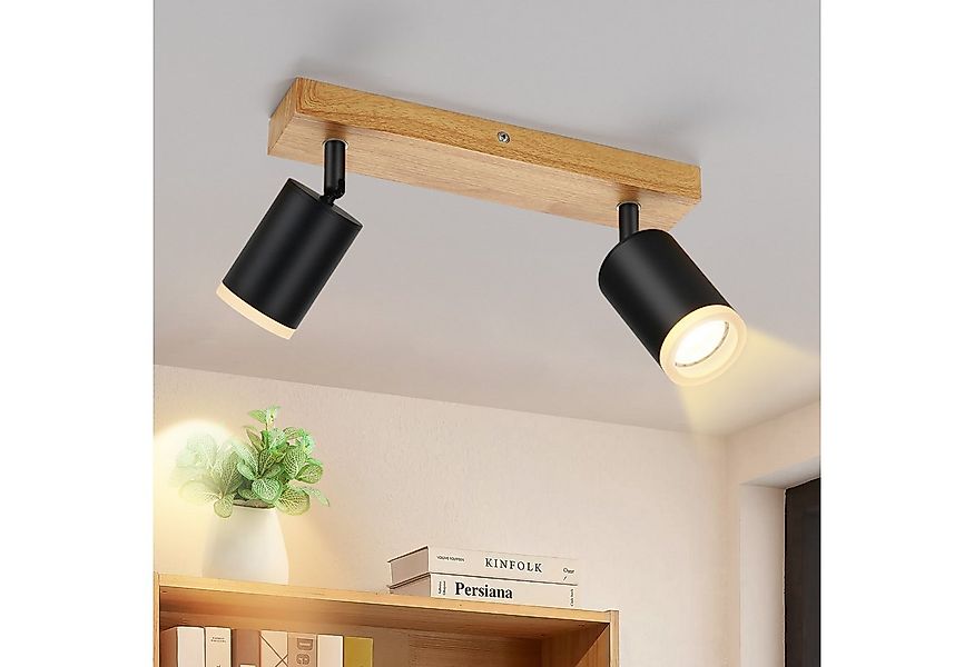 Nettlife Deckenstrahler Schwarz/Weiß GU10 Holz Vintage Deckenspots Küchenla günstig online kaufen