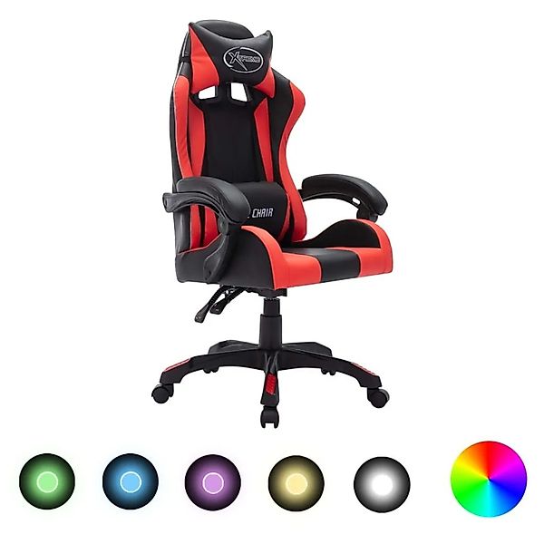 vidaXL Gaming-Stuhl mit RGB LED-Leuchten Rot und Schwarz Kunstleder 287997 günstig online kaufen