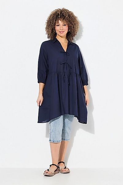 Ulla Popken Longbluse Bluse Zipfelsaum A-Linie Hemdkragen 3/4-Arm günstig online kaufen