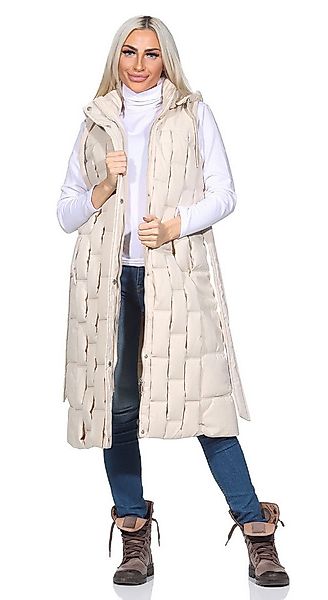 Aurela Damenmode Longweste Damen Steppweste mit Schlaufen-Steppung abnehmba günstig online kaufen