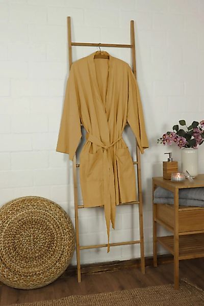 Damen Bademantel / Kimono 100% Bio-baumwolle Knitterlook Made In Green Unis günstig online kaufen
