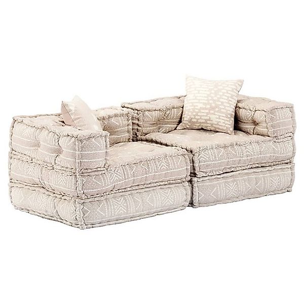 vidaXL Sofa 2-Sitzer Modularer Pouf Beige Stoff günstig online kaufen