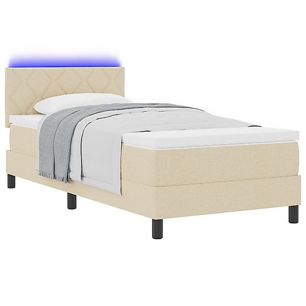 vidaXL Bett Boxspringbett mit Matratze & LED Creme 90x190 cm Stoff (1-tlg) günstig online kaufen