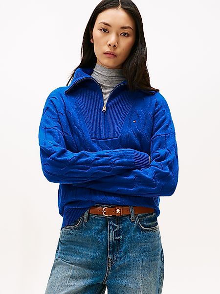 Tommy Hilfiger Troyer "SOFT WOOL CABLE 1/2 ZIP LS SWT", mit Zopfmuster, aus günstig online kaufen
