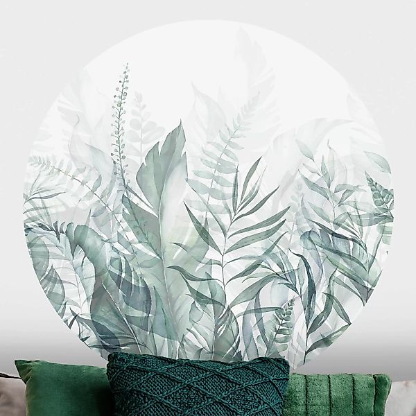 Runde Tapete selbstklebend Botanik - Tropische Blätter Grün günstig online kaufen
