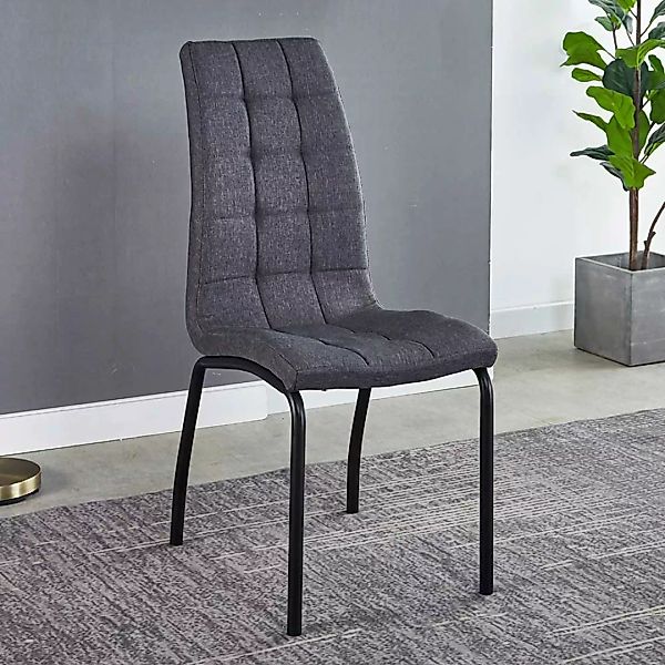 Esstisch Stühle in Dunkelgrau Webstoff modern (2er Set) günstig online kaufen