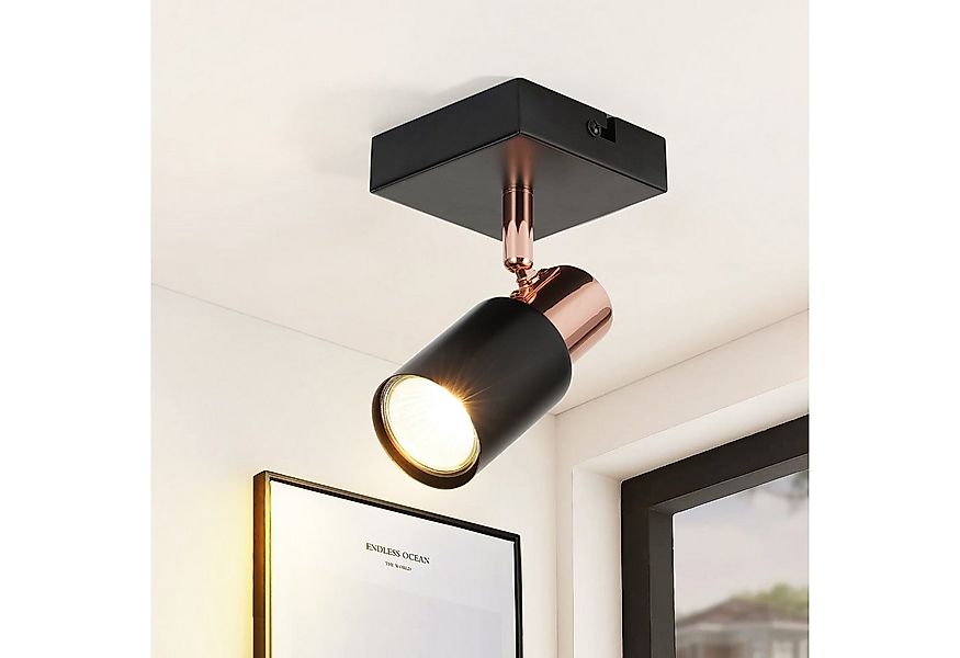 ZMH Deckenstrahler Schwarz-Rosagold 355° Drehbar Wandstrahler Industrial fü günstig online kaufen