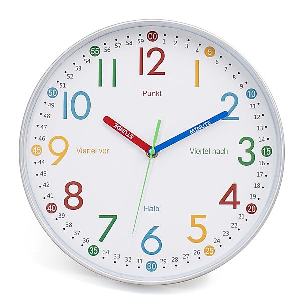 K&L Wall Art Wanduhr Holzoptik lautlose Kinder Wanduhr ohne tickgeräusche ( günstig online kaufen