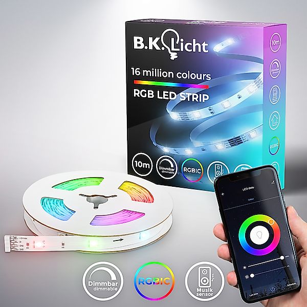 B.K.Licht LED Stripe »Wifi RGBIC LED Strip, 10 m, mit App Steuerung«, 300 S günstig online kaufen