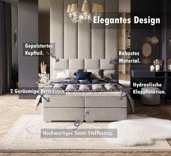 FDM Boxspringbett Polsterbett Stauraumbett Bettgestell 140x200, günstig online kaufen