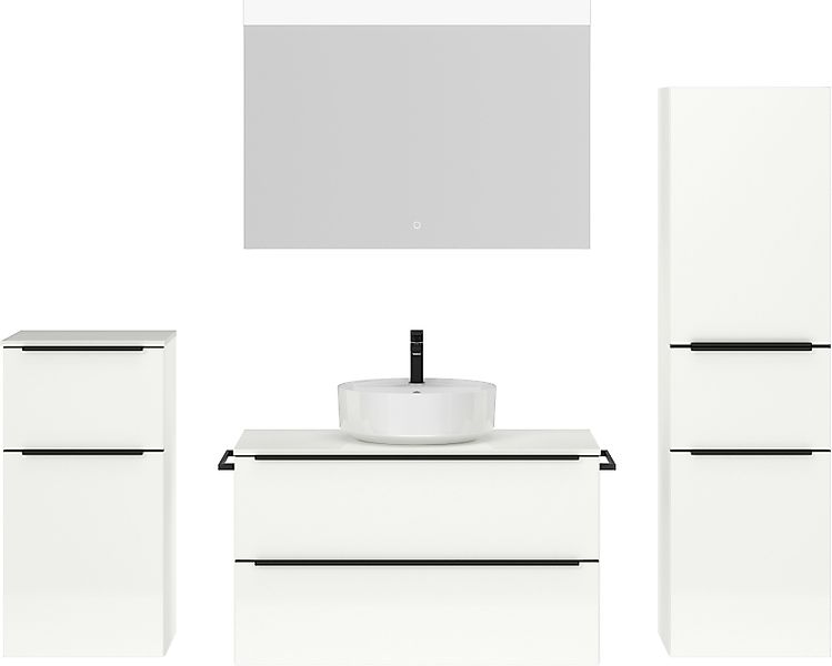 nobilia® Badmöbel-Set »Alvene«, (4 St., vormontiert, mit Soft-Close), Hochg günstig online kaufen