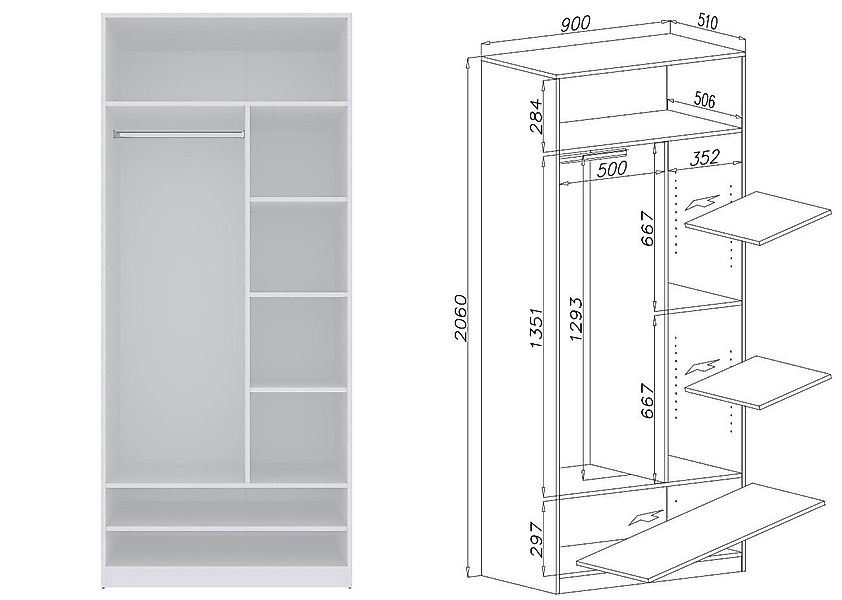 Marmex Möbel Garderobenschrank TRES 13B moderner offener Kleiderschrank mit günstig online kaufen