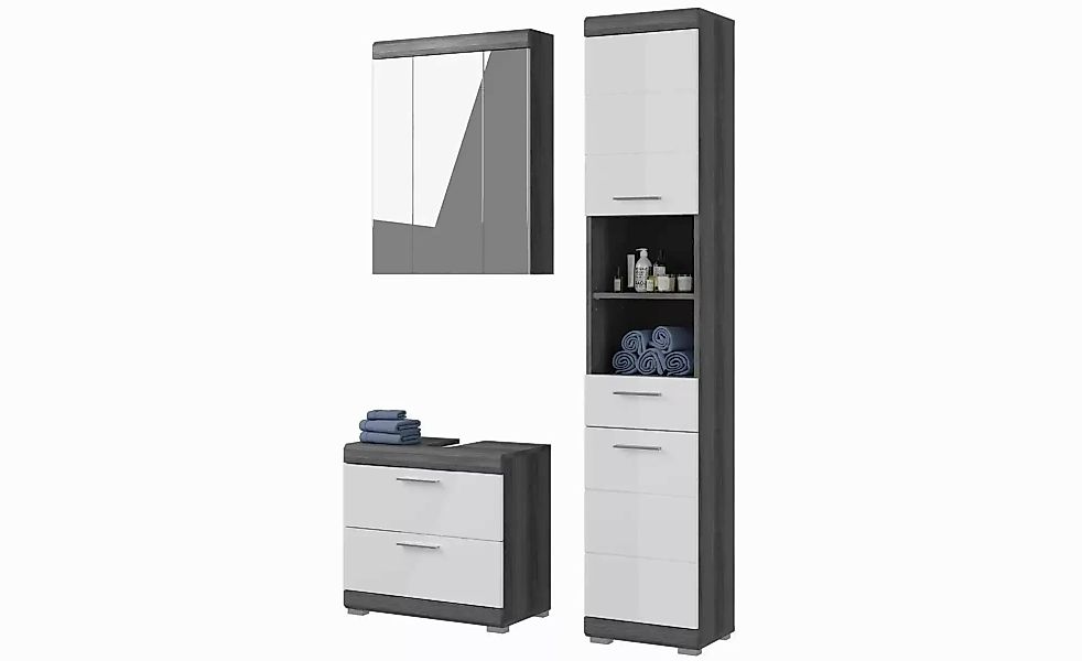 Badmöbel-Set SCHLOONSEE  3 teilig  bestehend aus: Hochschrank  Waschbeckenu günstig online kaufen