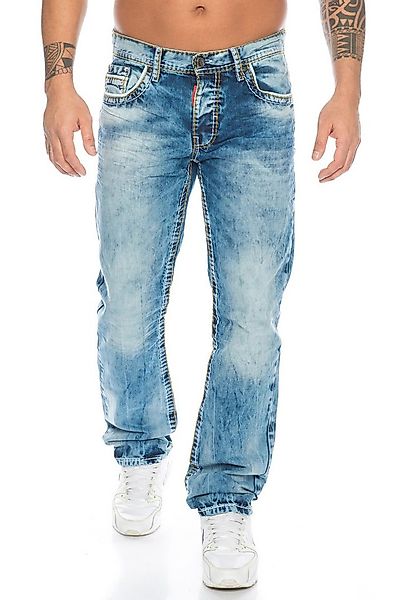 Cipo & Baxx Regular-fit-Jeans Herren Jeans Hose mit ausgefallenem Kontrastn günstig online kaufen