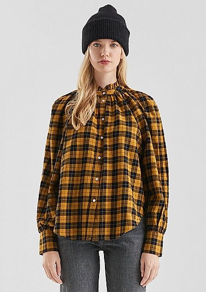 QS Langarmbluse Bluse Karobluse mit Raglanärmel und Rüsche am Stehkragen günstig online kaufen