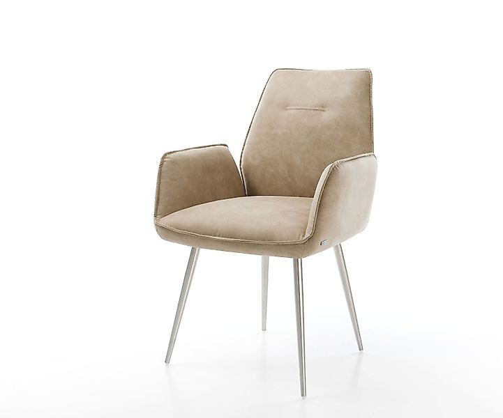 Esszimmerstuhl Zoa-Flex Mikrofaser Beige Vintage 4-Fuß konisch Edelstahl Ta günstig online kaufen
